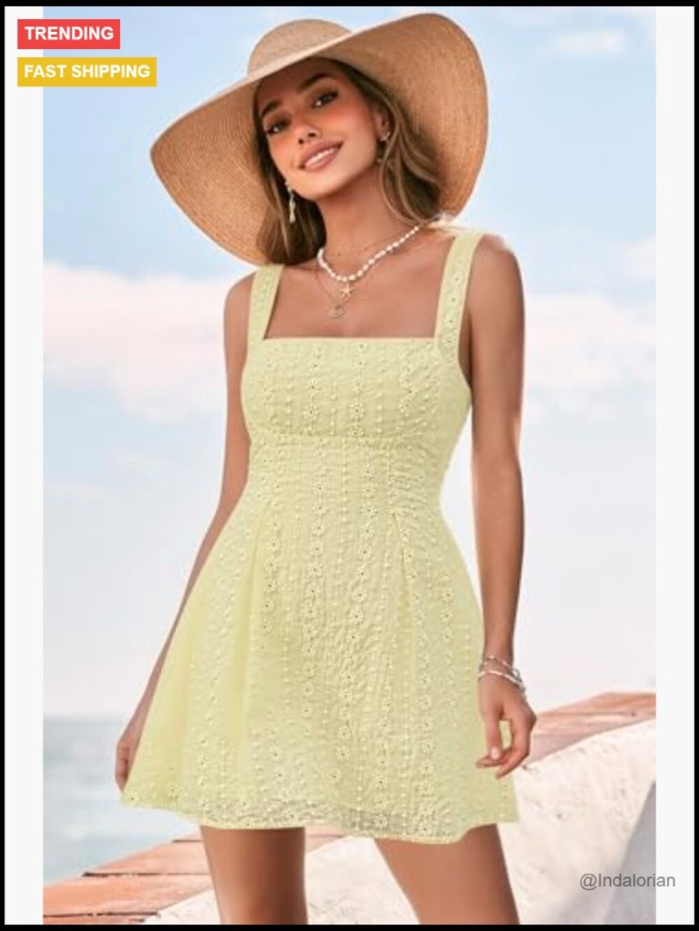 100% Cotton Square Neck Mini Dress Backless Bow Tie Sleeveless A-Line - Picture 6 of 7